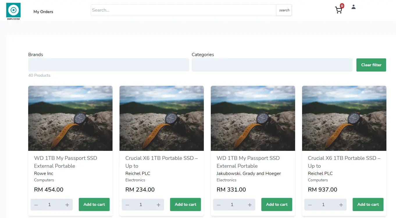 Simple Ecommerce screenshot